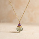 Gold Amethyst Green Fluorite Beaded Necklace