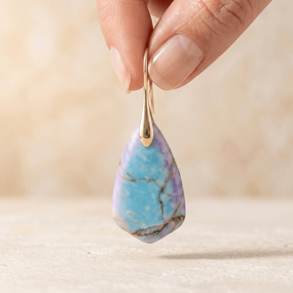 Blue Purple Jasper Gold Drop Earrings