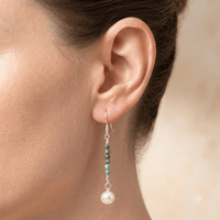 African Turquoise Pearl Silver Drop Earrings