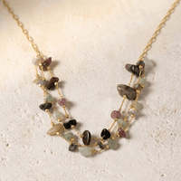 Tourmaline Multi Layer Gold Chain Necklace