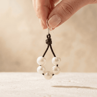 Pearl Leather Drop Earrings Women