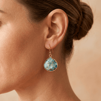Blue Turquoise Gold Teardrop Earrings
