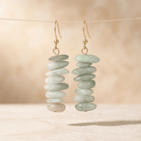 Natural Green Jade Stacked Drop Earrings