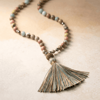 Natural Multicolor Gemstone Tassel Beaded Necklace