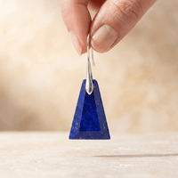 Natural Lapis Lazuli Silver Pyramid Earrings
