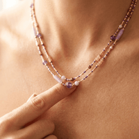 Amethyst Purple Gold Beaded Layered Necklace