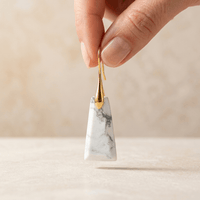 White Marble Gold Teardrop Earrings