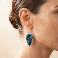 Azurite Blue Turquoise Sterling Silver Teardrop Earrings