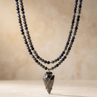 Hematite Blue Jasper Beaded Arrowhead Pendant Necklace