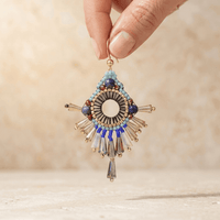 Ethnic Gold Crystal Beaded Dangle Earrings