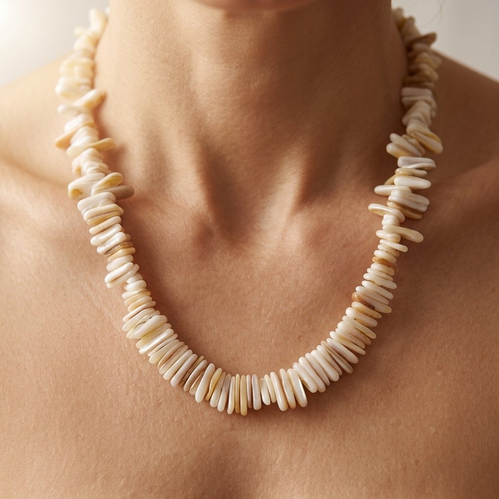 Boho Natural Wooden Disc Bead Necklace