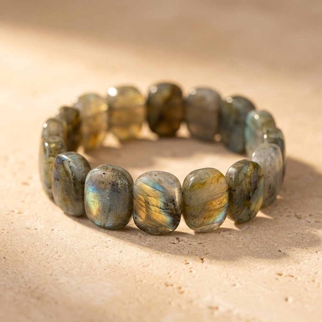 Labradorite Iridescent Oval Bead Bracelet