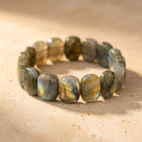 Labradorite Iridescent Oval Bead Bracelet