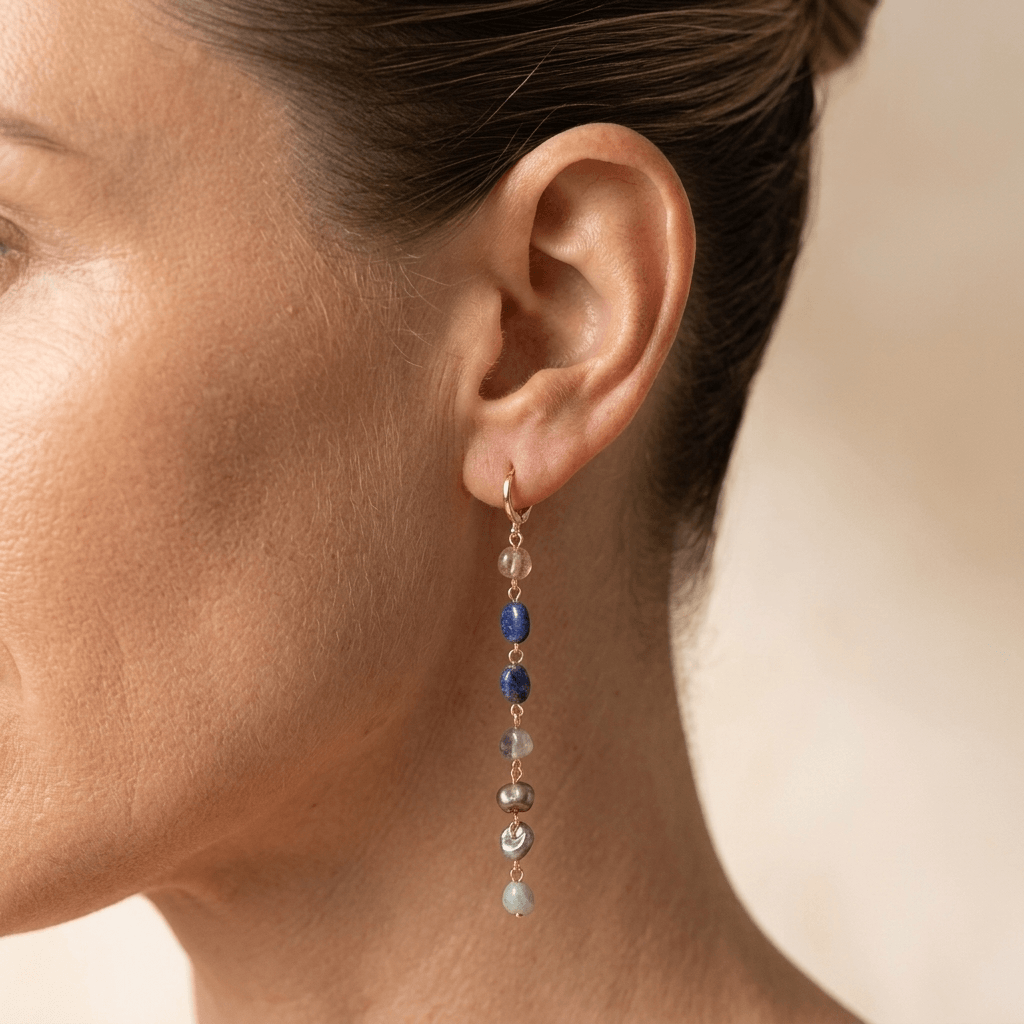 Chakra Gemstone Gold Drop Earrings