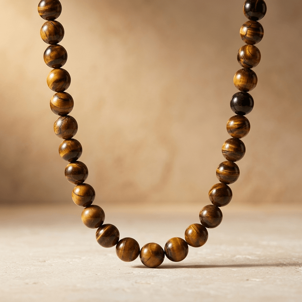 Natural Tiger Eye Round Bead Necklace
