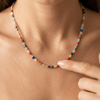 Colorful Gemstone Gold Chain Necklace