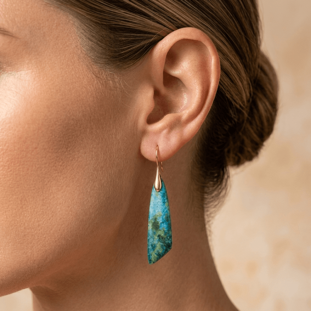 Green Blue Turquoise Jasper Drop Earrings