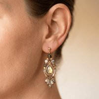 Natural Labradorite Gold Teardrop Dangle Earrings