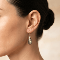 Natural Labradorite Silver Faceted Drop Earrings