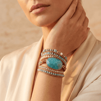 Natural Amazonite Leather Wrap Bracelet