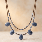Natural Sodalite Teardrop Beaded Necklace