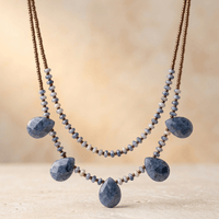 Natural Sodalite Teardrop Beaded Necklace