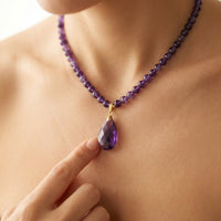 Boho Gold Amethyst Teardrop Necklace