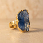 Boho Gold Hammered Blue Kyanite Ring
