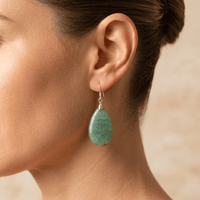 Natural Green Aventurine Silver Teardrop Earrings