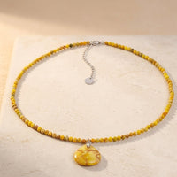 Vintage Gold Yellow Amber Teardrop Necklace