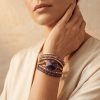 Handmade Amethyst Leather Wrap Bracelet