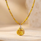 Vintage Gold Yellow Amber Teardrop Necklace