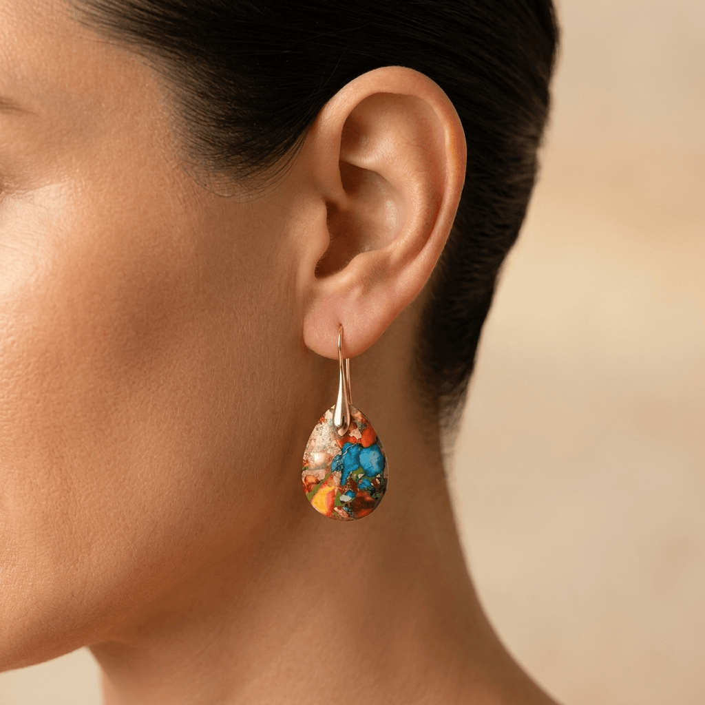 Colorful Resin Gold Teardrop Earrings