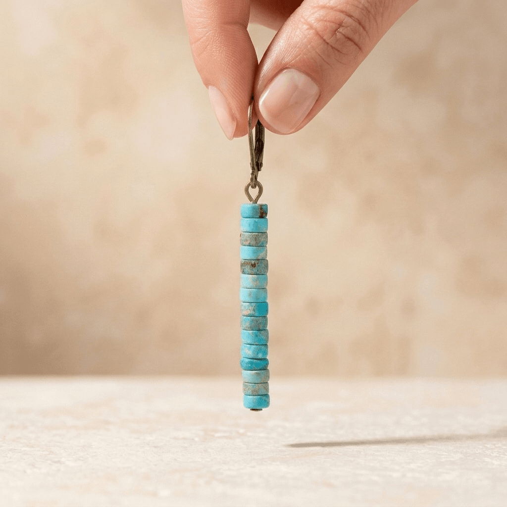 Turquoise Stone Beaded Lever Back Earrings