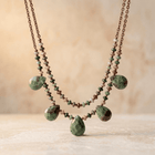 Natural Agate Teardrop Beaded Layered Necklace