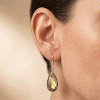 Natural Labradorite Silver Faceted Drop Earrings