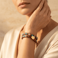 Natural Jasper Leather Wrap Bracelet