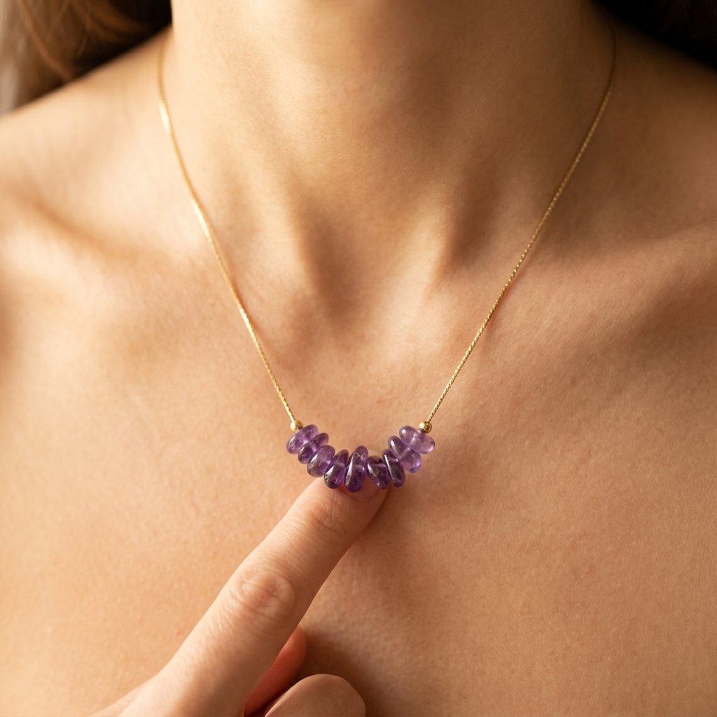 Bohemian Gold Amethyst Chip Necklace