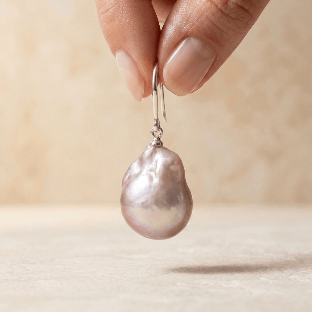 Elegant Silver Baroque Freshwater Pearl Earrings