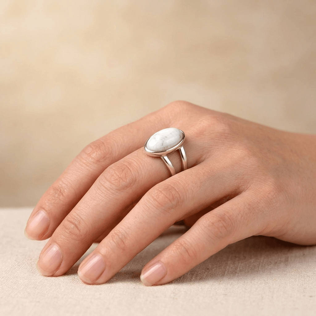 Natural Moonstone Oval Silver Statement Ring
