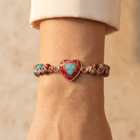 Imperial Jasper Heart Gold Beaded Bracelet