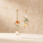 Colorful Natural Stone Gold Drop Earrings