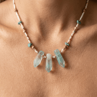 Turquoise Green Crystal Beaded Pendant Necklace