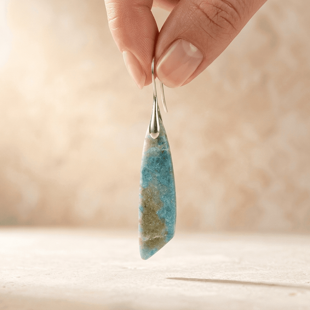 Natural Amazonite Silver Teardrop Earrings