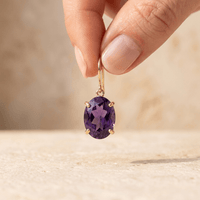 Amethyst Gold Oval Stud Earrings