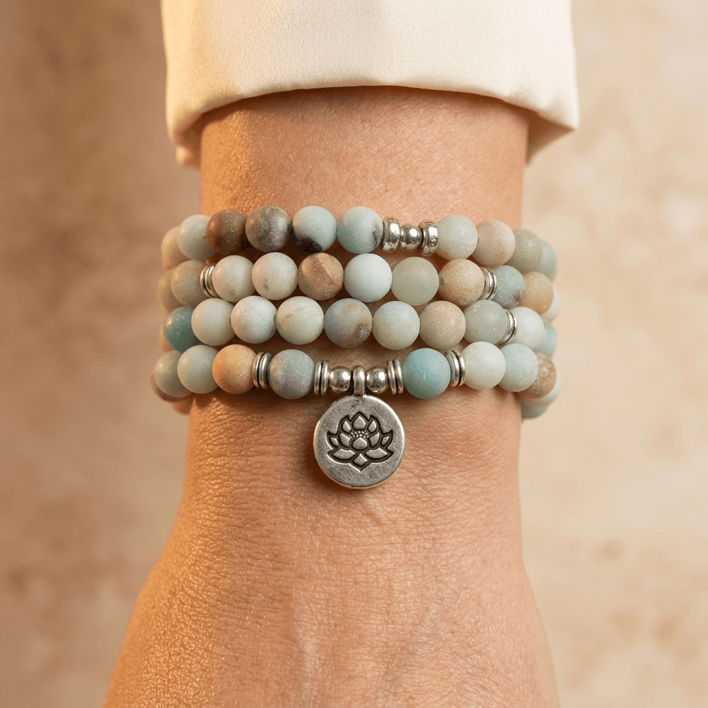 Natural Amazonite Matte Stone Yoga Bracelet