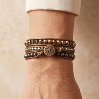Pyrite Bronze Beaded Wrap Bracelet
