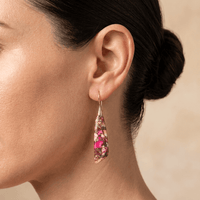 Pink Tourmaline Gold Drop Earrings