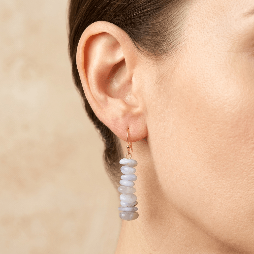 Purple Agate Gold Stack Drop Earrings
