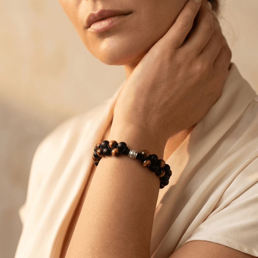 Matte Black Onyx Tiger Eye Braided Bracelet